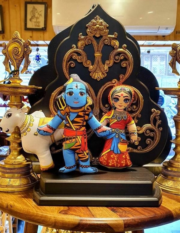 Shiv and Parvati Soft Toy, Devotional Stuffed Toys for Kids, Toy of Lord Shiva and Parvati