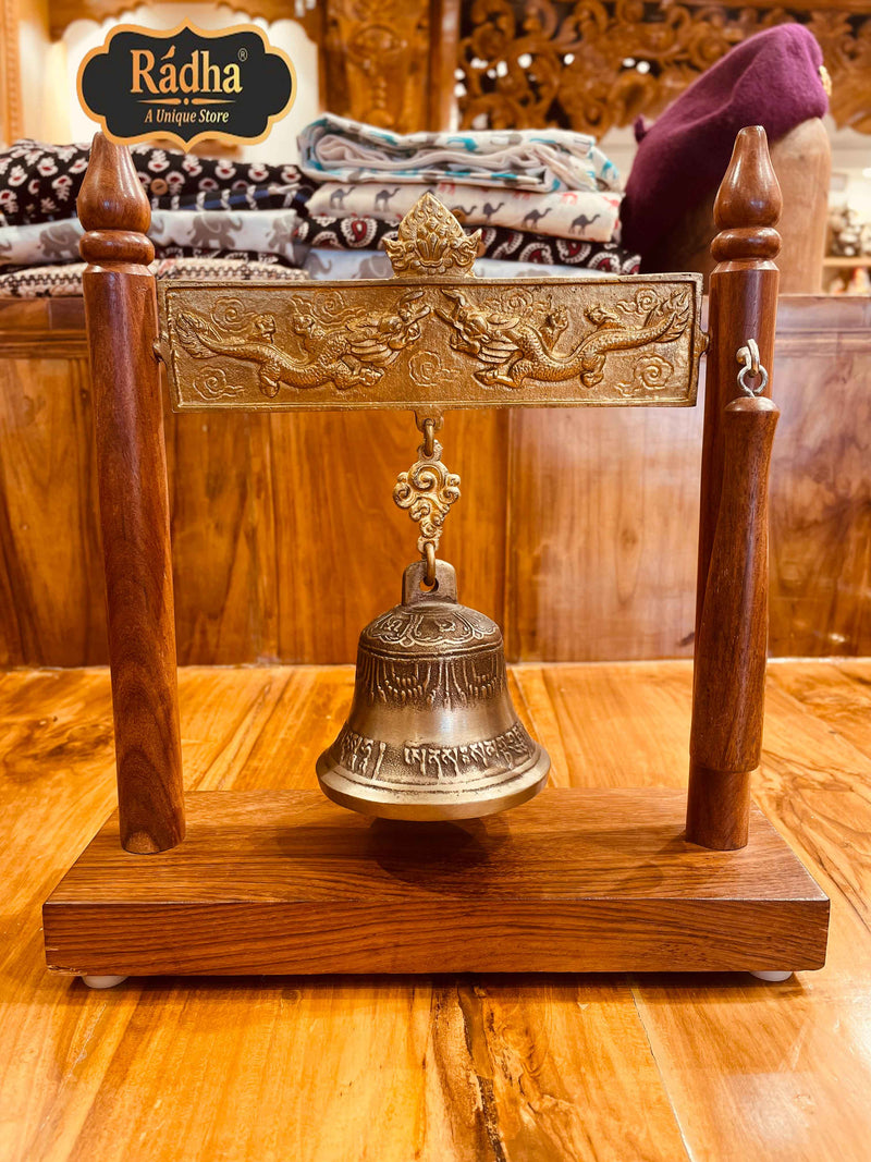 Radha Store Pooja Prayer Bell Ghanti Brass Puja  Home and Temple Mandir Metal Hand Held  (12 Inches)