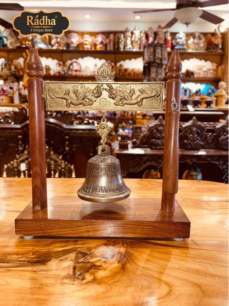 Radha Store Pooja Prayer Bell Ghanti Brass Puja  Home and Temple Mandir Metal Hand Held  (12 Inches)