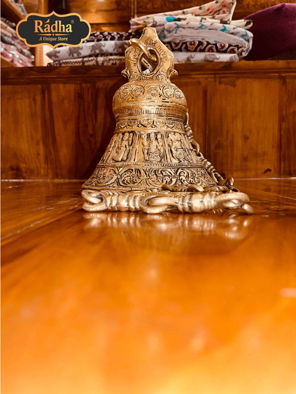 Radha Store Pooja Prayer Bell Ghanti Brass Puja  Home and Temple Mandir Metal Hand Held  (6.5 Inches)