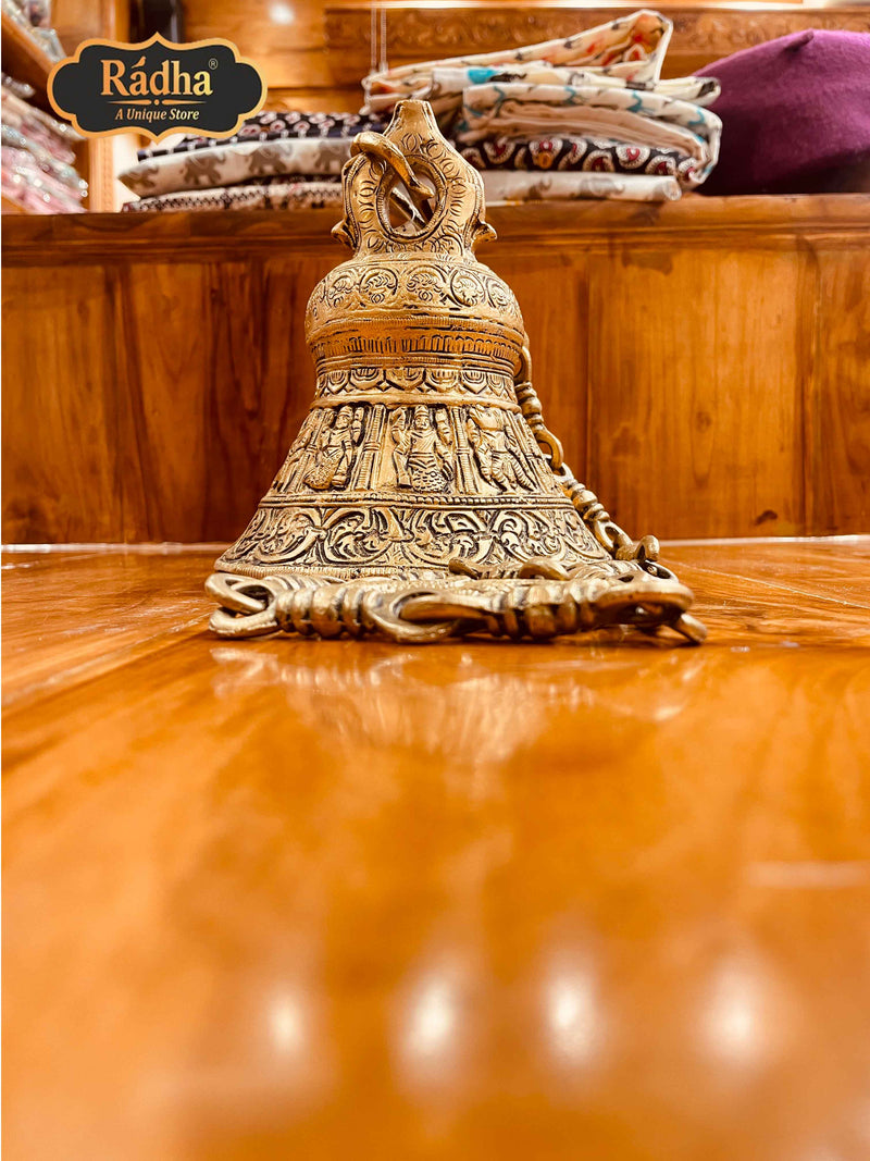 Radha Store Pooja Prayer Bell Ghanti Brass Puja  Home and Temple Mandir Metal Hand Held  (6.5 Inches)