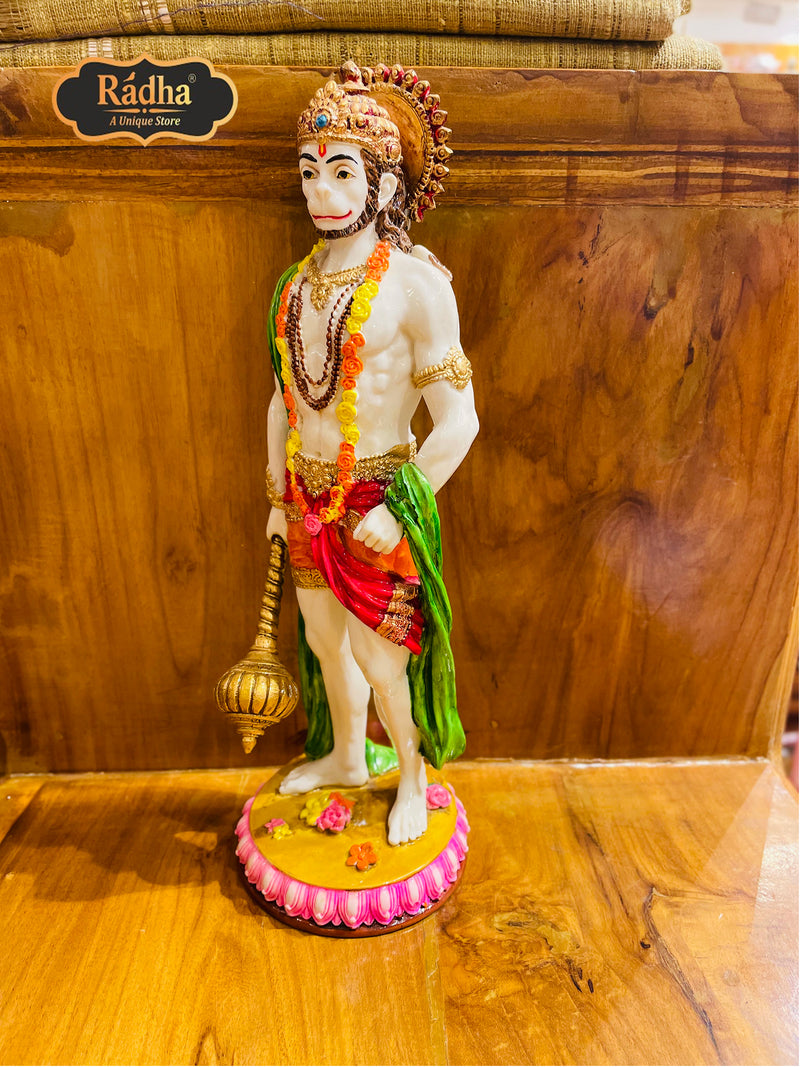 Radha Store Poly Resin Standing Hanuman Ji murti 10.5 INCHES