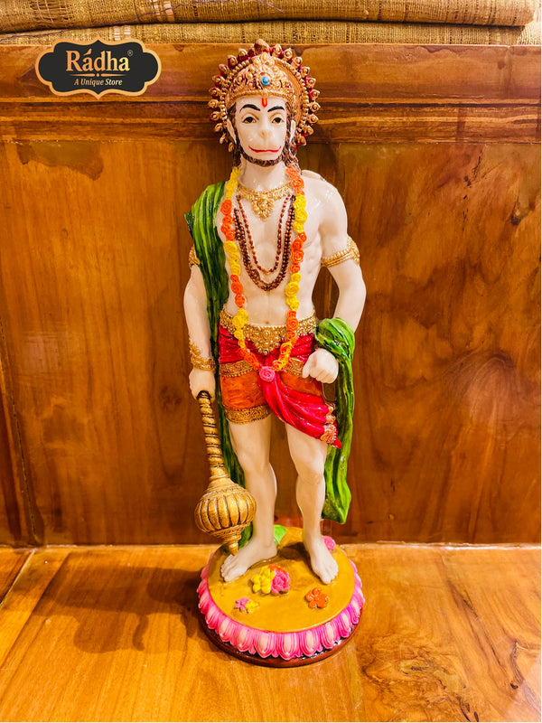 Radha Store Poly Resin Standing Hanuman Ji murti 10.5 INCHES