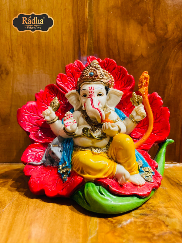 Radha Store Ganesh Ji Poly Resin Statue - 4.5 Inches