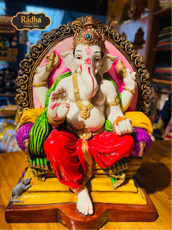 Radha Store Ganesh Ji Poly Resin Statue - 10 Inches