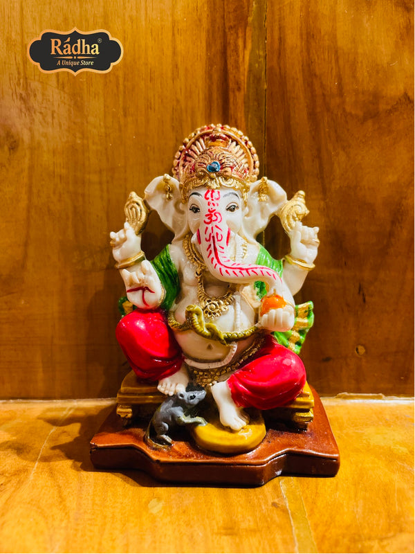 Radha Store Ganesh Ji Poly Resin Statue - 4 Inches