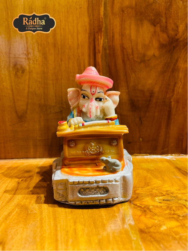 Radha Store Ganesh Ji Poly Resin Statue - 4 inch