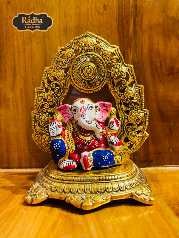 Radha Store Ganesh Ji Poly Resin Statue - 3.5 Inches