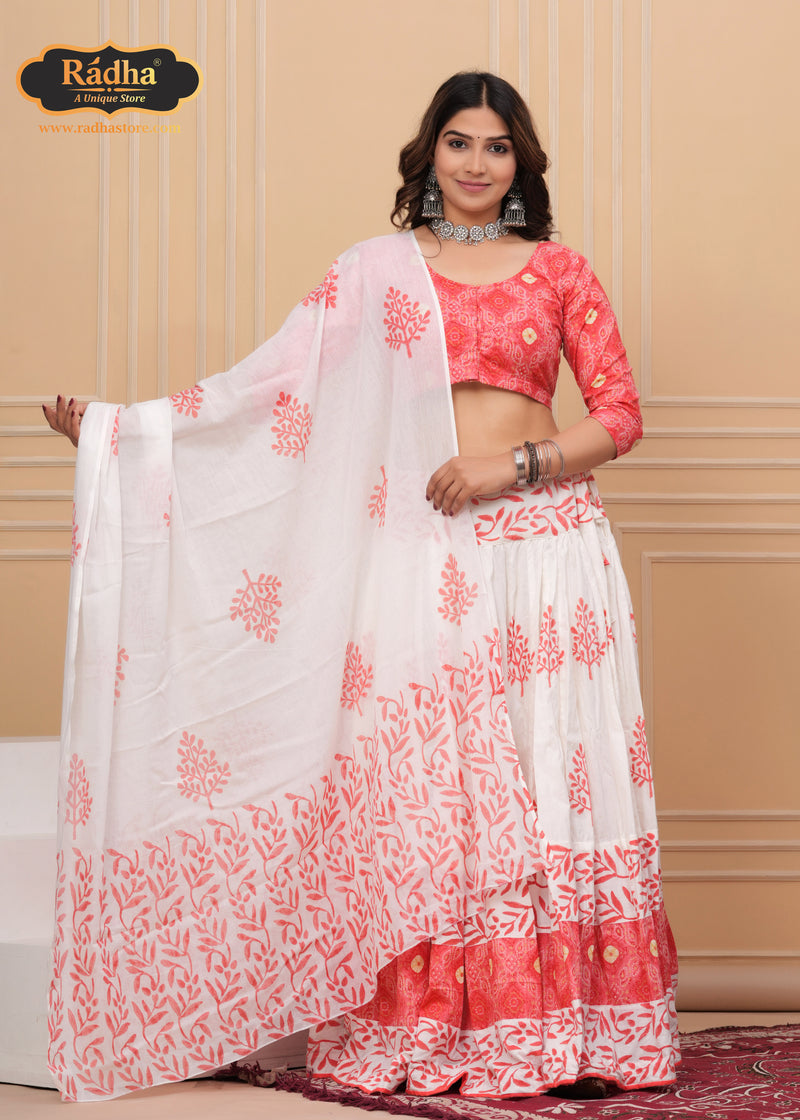 Radha Store Iskcon GOPI Dress -Exquisite Designer Attire for Women (RED)