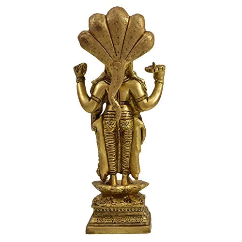 Brass Fine Carved Vishnu Sheshnag Standing 18cm