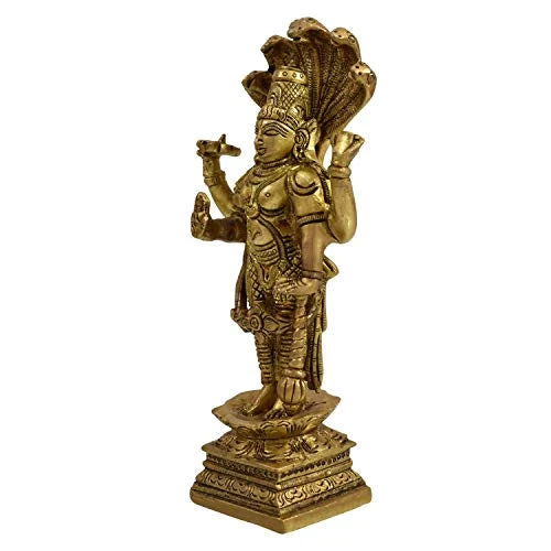 Brass Fine Carved Vishnu Sheshnag Standing 18cm