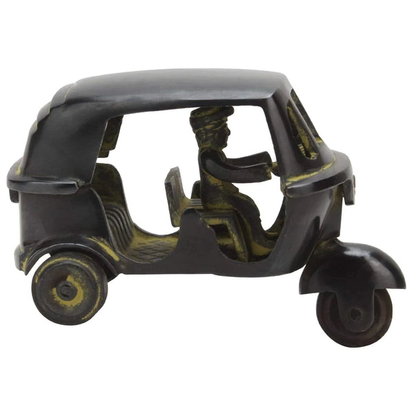 Brass Decorative Indian Auto Rickshaw For Home Decor Office Gift Showpiece Figurine, Black (4 × 2 × 2.5 Inches) Decorative Showpiece – 6 cm (Brass, Black)