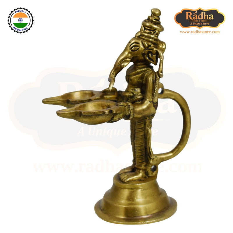 Brass Antique Ganesha 2 Diya Deepak
