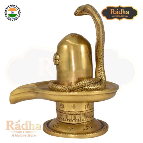 Brass Fine Carved Shivalingam with Naag Dev