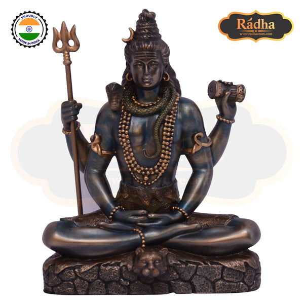 Bonded Bronze Shiva Padmasan Large 21CM