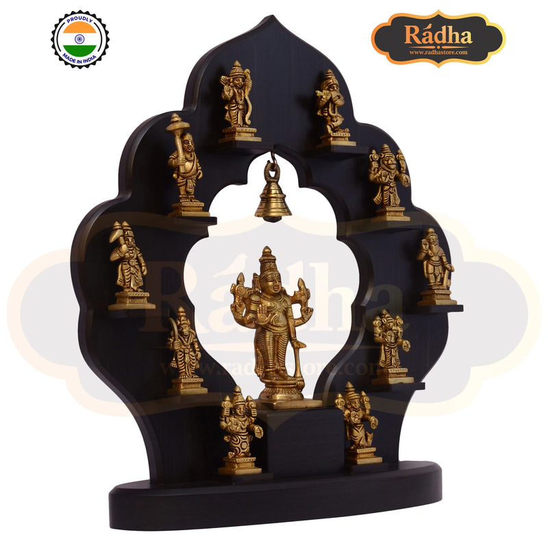 Brass Fine Carverd Vishnu Dashavatara with Wooden Frame