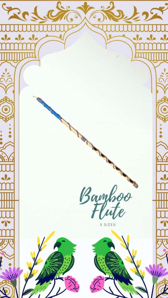 Handmade Krishna Bamboo Flute .(18cm)