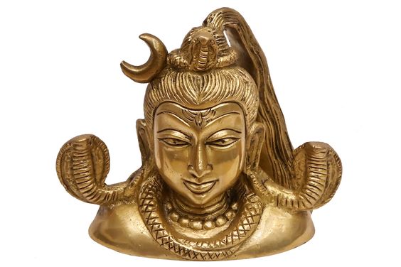 9″ Lord Shiva Head In Brass | Handmade |Book Your Crafts - Brass Lord Shiva Head/Unique Shiva Mukhalingam | Get a Brass Padlock with Antique Keys .Made in India