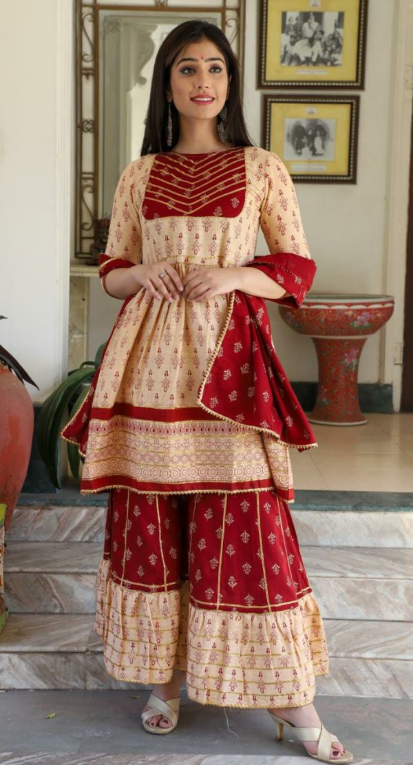Kurti Gharara With Duppta Set. - Image 2