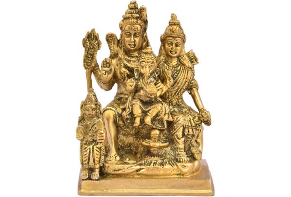 Brass Lord Shiva Parvati Kartikeya and Ganesha Murti Shiv Family Parivar Idol Statue for Home Décor Mandir Temple Gift Showpiece - Image 2